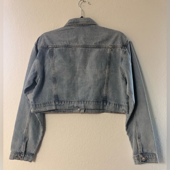 BAD JOKE CROPPED DENIM JACKET SIZE: MEDIUM - Picture 3 of 9